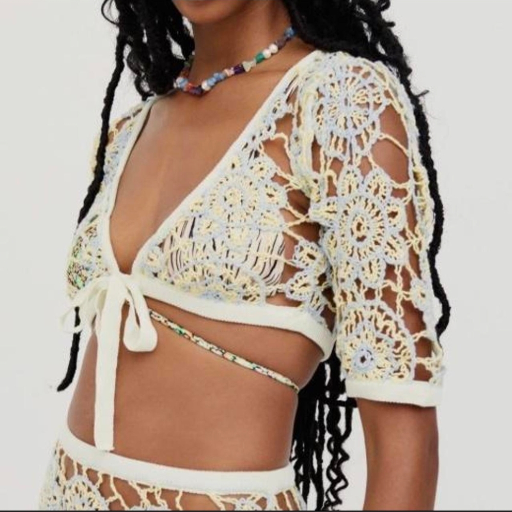 For Love And Lemons Crochet Shrug Size Small